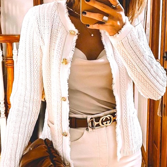 Express Button-Up Fringe Sweater Jacket - Picture 1 of 1